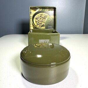Gourmet du Village, Cheese Fromage GREEN Ceramic Brie Baker Cheese Dish With Lid